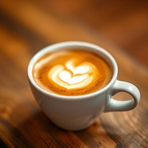 Taza de café expreso con una crema densa y perfecta, servida en una taza de cerámica blanca.